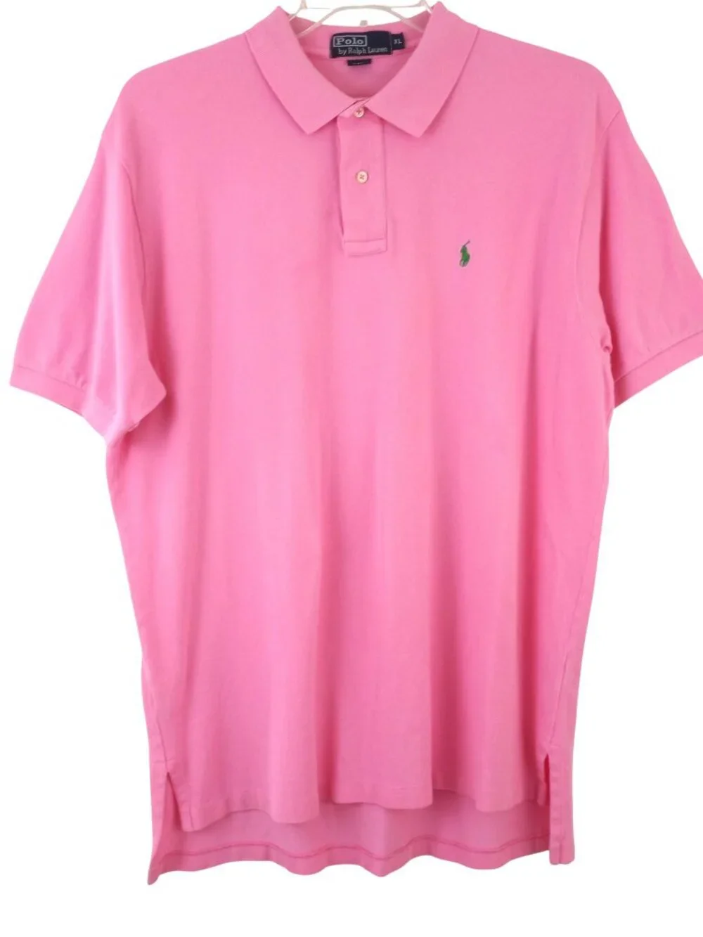 Polo Ralph Lauren Pink Polo Shirt Mens XL Green Pony Short Sleeve 100% Cotton